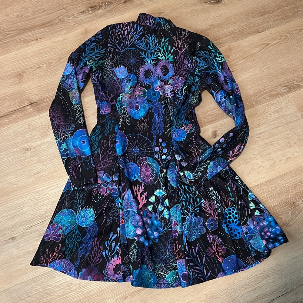 Blackmilk Floral Coral Longsleeve Evil Skater Dress - Limited - NWOT - Medium - Picture 3 of 5